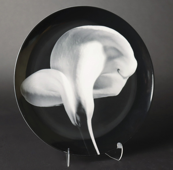 2 Robert Mapplethorpe’s Calla Lily Service Plate for Swid Powell, 1984.