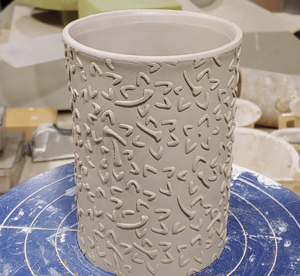 13 Cylinder made with textured slab.
