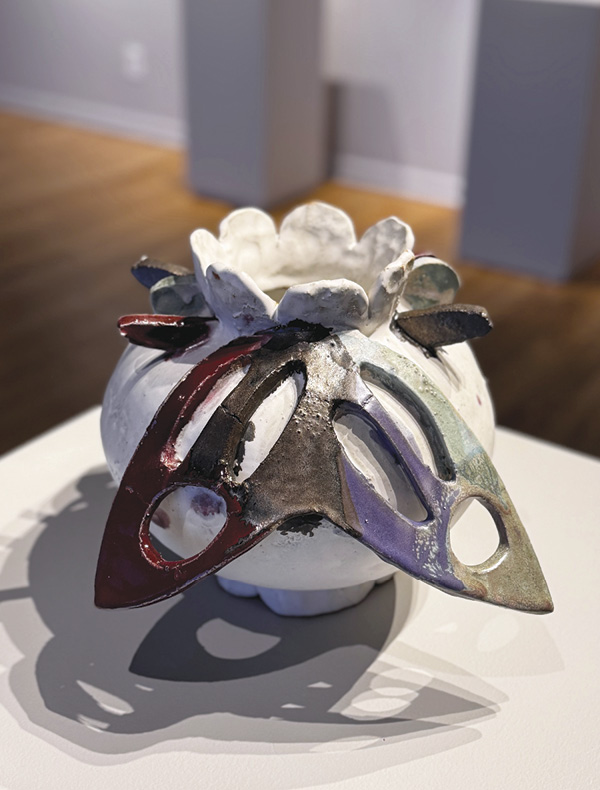 9 Stephanie Kantor’s Metamorphosis Pot, 9 in. (22.9 cm) in height, stoneware, glaze, 2025. Photo: Todd Oberndorfer.