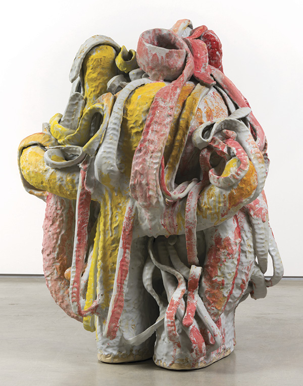 2 Matt Wedel’s Fruit Landscape, 4 ft. 4 in. (1.3 m) in height, stoneware, 2017. Photo: Jeff McLane, courtesy of L.A. Louver.