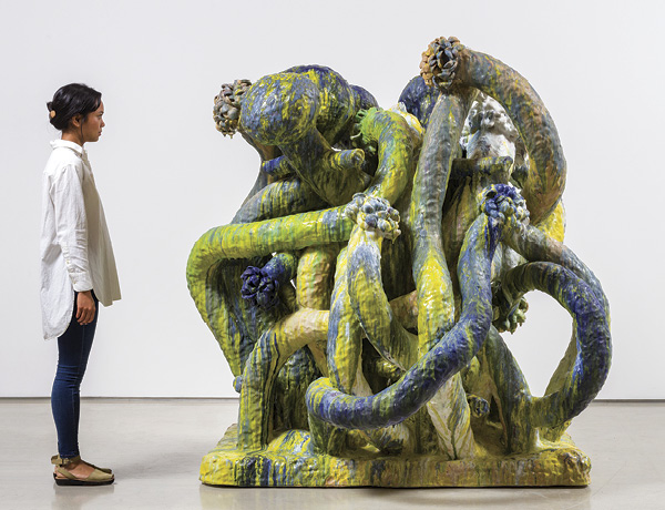 5 Matt Wedel’s Flower Tree, 6 ft. 5 in. (2 m) in height, ceramic, 2015. Photo: Jeff McLane, courtesy of L.A. Louver.