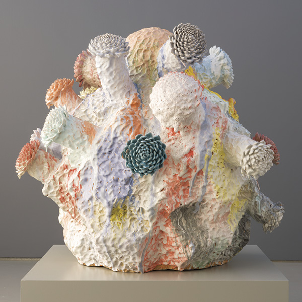 11 Matt Wedel’s Flower Tree, 4 ft. 2 in. (1.3 m) in width, stoneware, 2022. Photo: Jeff McLane, courtesy of L.A. Louver.