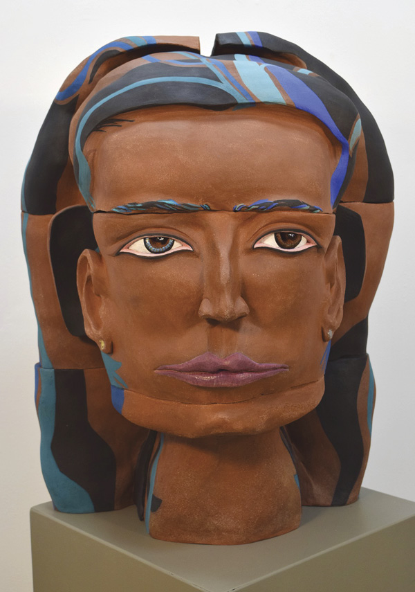 1 Silvija Singh’s Person of Interests: Woman of Colors, 35 in. (88.9 cm) in height, handbuilt ceramic, 2022.