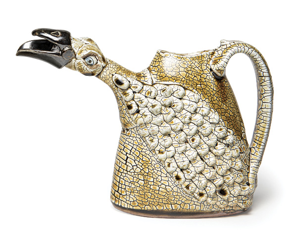1 Dan Finnegan’s pitcher, 8 in. (20.3 cm) in length, wheel-thrown and handbuilt stoneware, slips, glazes, salt glazed, fired to cone 10 in a wood kiln. Photo: Silvia Palmer.