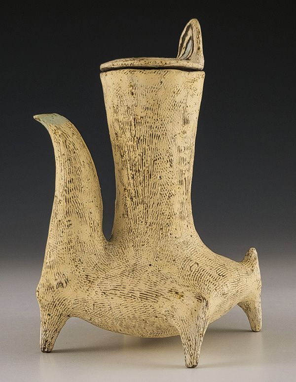 9 Candice Methe’s footed ewer, 7¾ in. (19.7 cm) in height, black stoneware, terra sigillata, glaze, 2025.