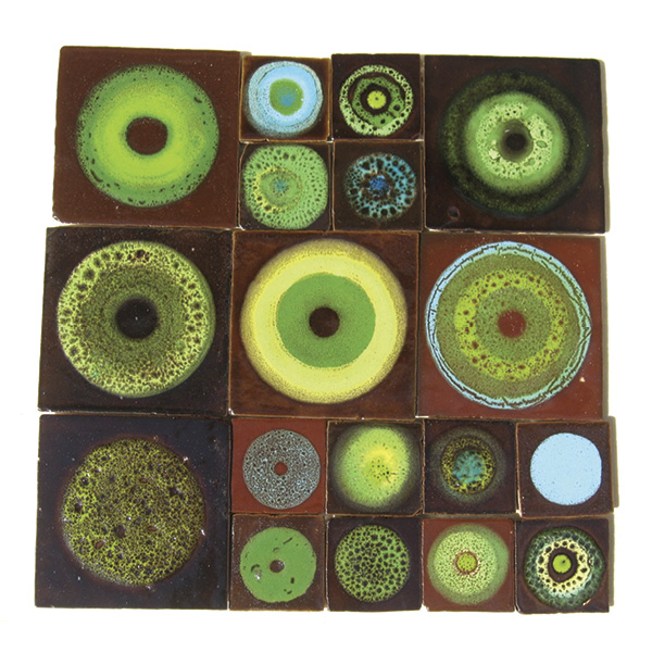 6 Lubna Chowdhary for EMERY&Cie’s Brown series, enamel on zellige tiles, multiple firings to cone 5, 2023.