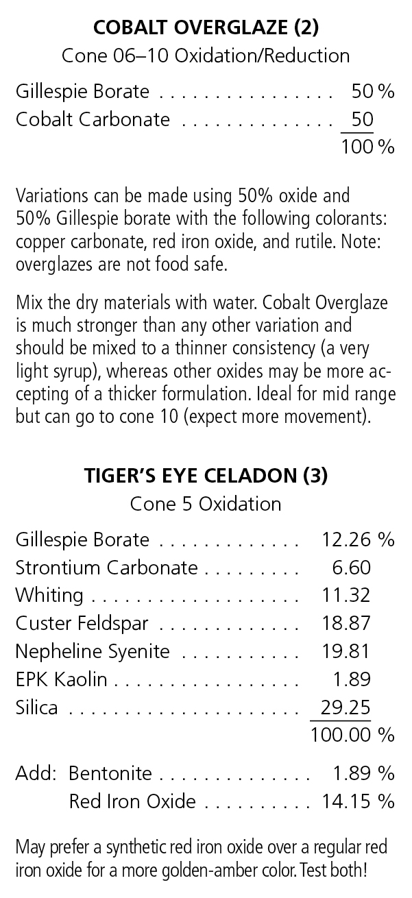 Cobalt Overglaze and Tiger’s Eye Celadon recipes