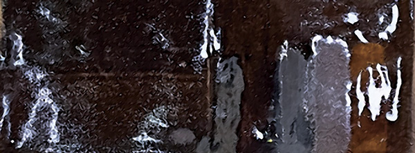 3 Test tile with Tiger’s Eye Celadon glaze. Stoneware, colored slips, overglazes, fired oxidation in cone 5.