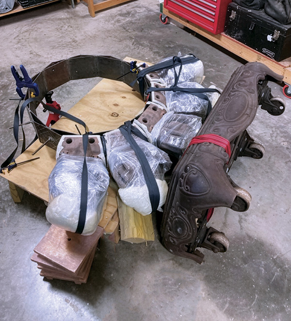 5 Within the piece is a steel frame providing structure and hidden support for the attached ceramic busts.