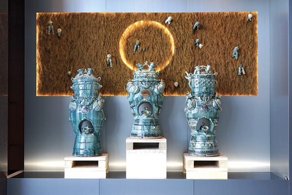 2 Once the lighting, pedestals, and work were added, the Guardian installation was complete.
