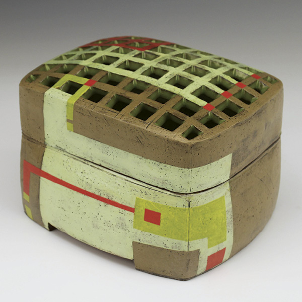 2 Veronica Watkins’ flower brick, mid-range stoneware, terra sigillata, underglaze, glaze, fired to cone 5, 2025.