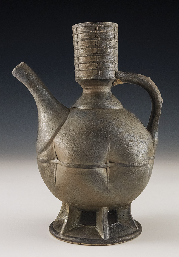2 Ted Neal’s buttressed ewer, 8 in. (20.3 cm) in height, wood-fired stoneware, reduction cooled, 2026. Photo: Companion Gallery.