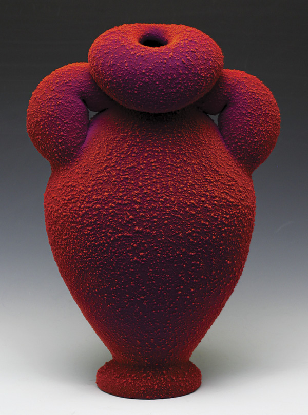 3 Maxwell Mustardo’s Purple & Red Amphora, 13½ in. (34.3 cm) in height, stoneware, PVC, 2022.