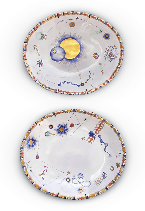 As Liz’s assistant at the 2013 St. Croix Pottery Tour, I was introduced to a warm, vibrant community of potters. These two plates, gifted to me by Liz for my help, and the depth of the experience have stayed with me.