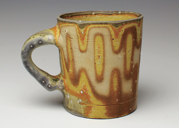 4 Mug, 4½ in. (11 cm) in height, white stoneware, fired to cone 10 in a soda kiln, 2023.
