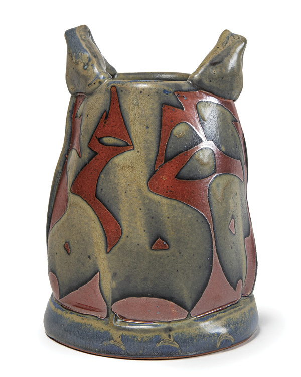 2 Nick Joerling’s vase, 9 in. (22.9 cm) in height, wheel-thrown and altered stoneware, wax resist, glazes, fired to cone 10 in a gas kiln.