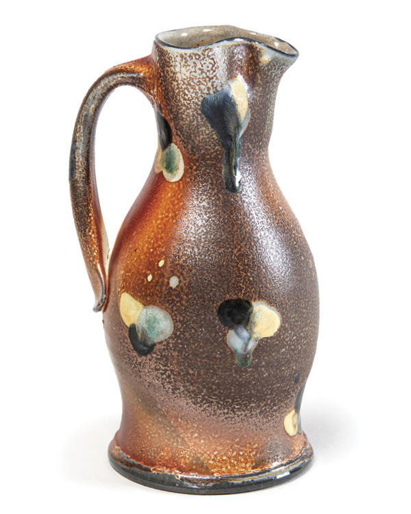 4 Shane Mickey’s pitcher, 8.5 in. (21.6 cm) in height, wheel-thrown stoneware, glazes, fired to cone 10 in a soda kiln.