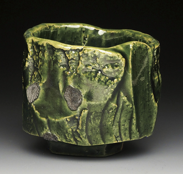 Carey Nathanson’s OD Cup, 3 in. (7.6 cm) in diameter, stoneware, Oribe glaze, fired to cone 9, 2024.