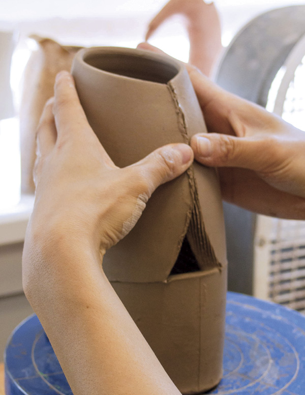 6 Join the two sections after slipping and scoring.