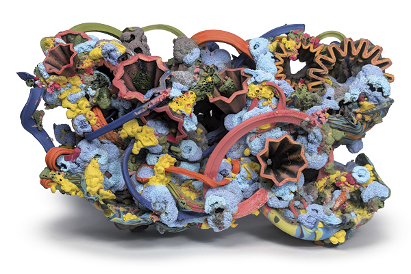 Michael Ware’s Sour Goose, 24 in. (61 cm) in length, colored porcelain, glaze, fired in oxidation to cone 10, 2024.