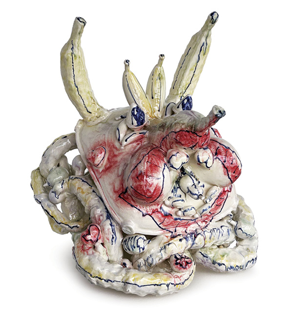 Jennifer Masley’s Spike, 22 in. (55.9 cm) in height, porcelain, glaze, underglaze, 2026.