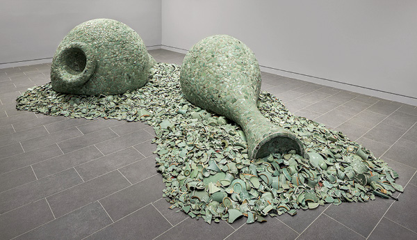 1 Jean Shin’s Celadon Landscape, ceramic shards, mortar, ESP Foam, celadon fragments donated by the city of Icheon, South Korea, and participating kilns in the region, fabricated by Miotto Mosaics Art Studios, Inc., 2015/2026.