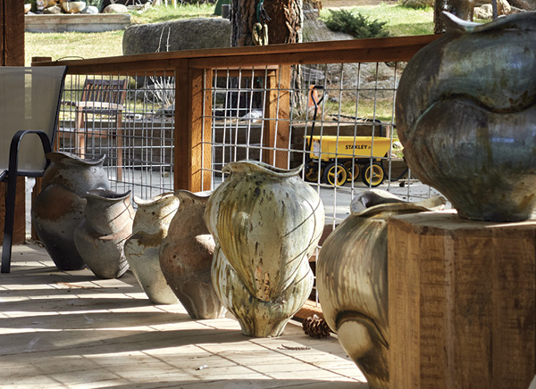 1 Pots line the deck at the Haas’ house.