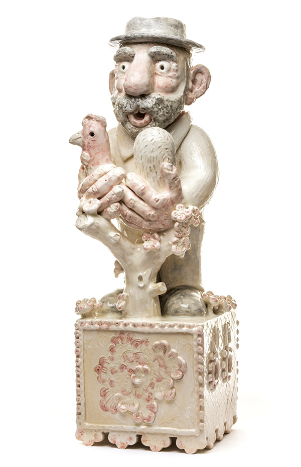 5 The Farmer, 40 in. (1 m) in height, ceramic, glaze, 2018.