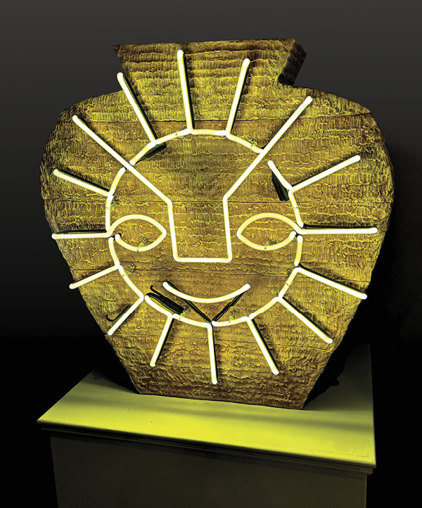 Alex Paat’s Elder, 3 ft. 5 in. (1 m) in height, ceramic, neon (fabrication: Jantec Neon), 2025. Photo: Darren Lapsley.