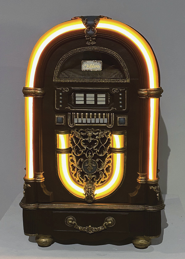 5 Marissa Childers’ A Familiar Channel (light), 26¾ in. (68 cm) in height, ceramic, LED, 2026.