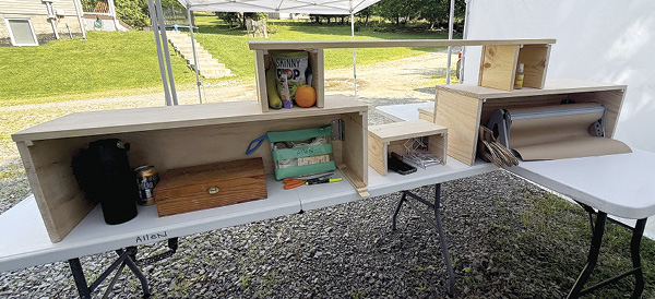 6 Once assembled, the back side of the Benyo Booth provides hidden storage cubbies for packing materials, personal items, and your cash box. Photo: Lisa Guiliani.