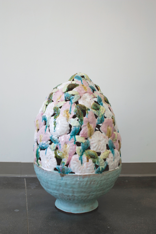 Stephanie Kantor’s Bush Pot, 28 in. (71 cm) in height, glazed earthenware, 2015.