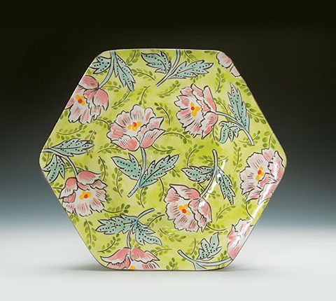 Hexagonal plate with peony motifs. Photo: ARC Photographic Images.