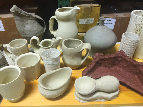 Works in progress during a group workshop organized by Objective Clay members.