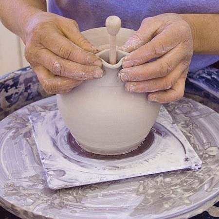 8 When the lid and jar rim have stiffened, place the lid on the pot and tweak it to make sure they fit together nicely.