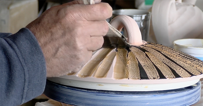 Add Depth to Carved Surfaces with Wax Resist and Underglaze