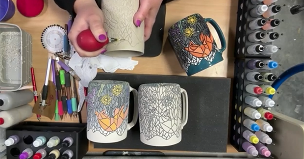 Creating a Stained Glass Effect with Inlay and Underglaze Colors