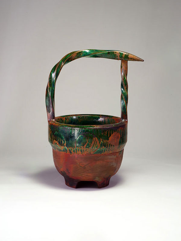 Photo of James Watkins, Bird Basket, 1995, Glazed ceramic, raku fired, 34 x 24 x 24 inches. San Angelo Museum of Fine Arts. Museum purchase with funds provided by John and Darlene Williams 2005.9