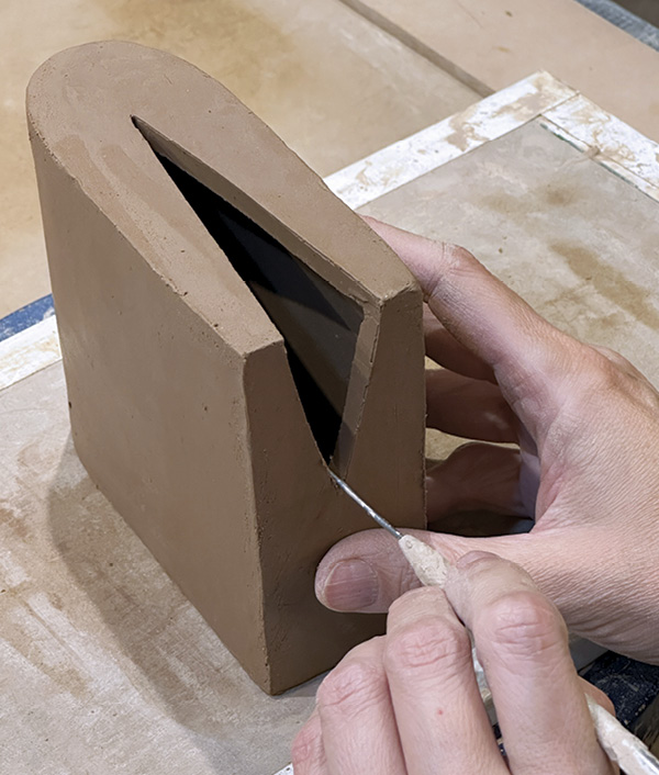 11 When creating a sharp angle, compress the points with a needle tool edge, as cracks may develop when drying.