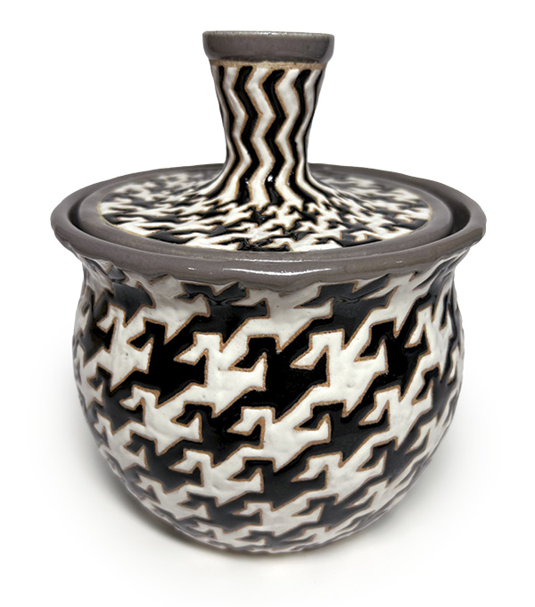 Deanne Ferguson's Lidded Vine Jar, 63/4 in. (17.1 cm) in height, stoneware, fired in oxidation to cone 10, 2024.