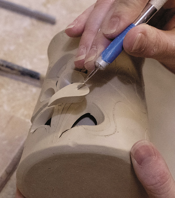 4 Bevel each piercing at a 45° angle to reinforce the structural integrity of the outside wall.