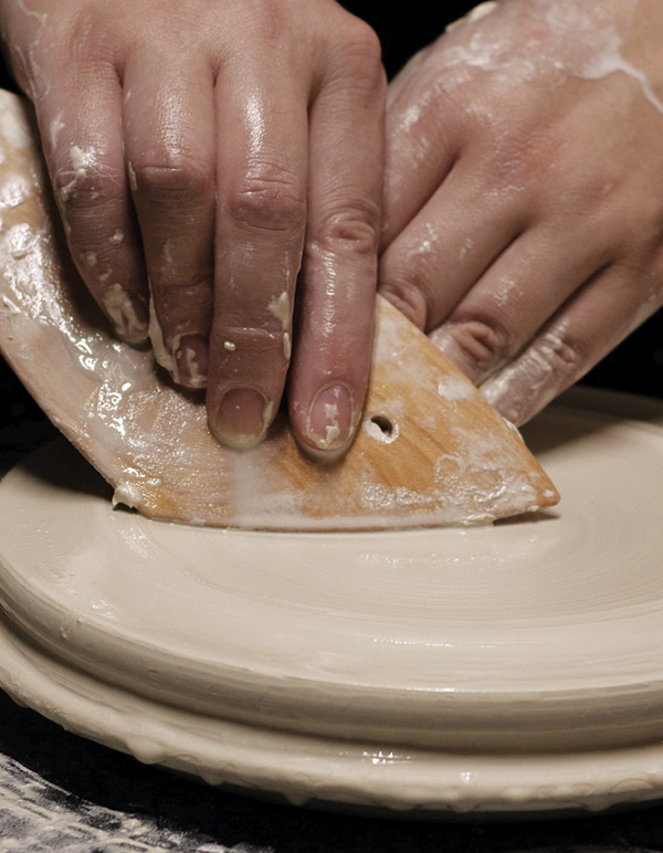 4 Use a rib to flatten the plate to slightly  smaller than the dome rim measurement.