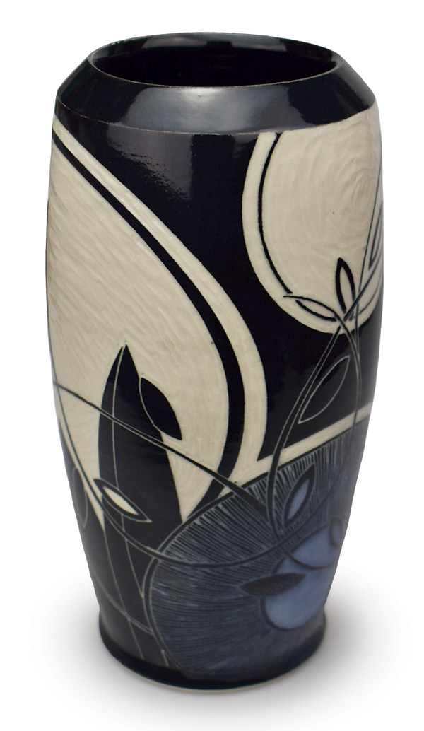 Carved Modernist Vase by Alex Pratt