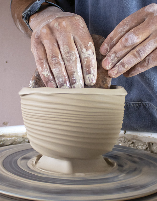 8 Use a larger rib inside the bowl to create a teabowl curve.