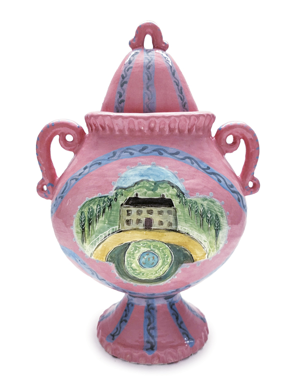 William and Mary House, 12 in. (31 cm) in height, coil-built earthenware, slip, underglaze, 2023.