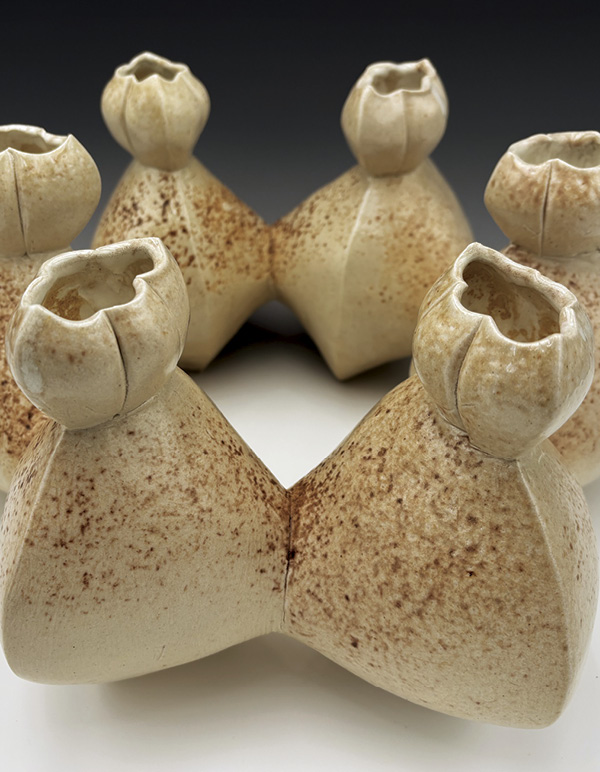 Normandy Alden’s glazed and fired lobed ring form.