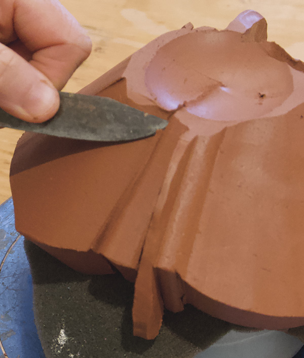 13 Check the thickness after the first pass, and cut/sculpt more if needed.