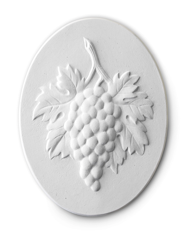 Ross Pollard's Bisque-ware medallion, 4 in. (10 cm) in height, unglazed white earthenware, fired to cone 04 in an electric kiln, 2025.