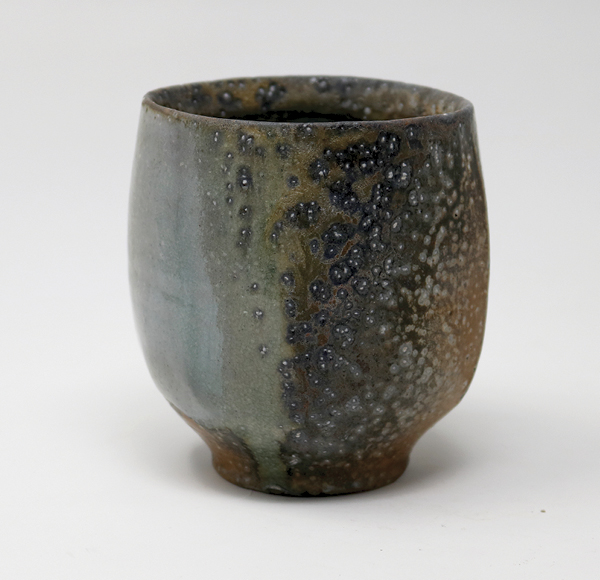 Wine cup, 4 in. (10 cm) in height, 2022. High-alumina porcelaneous stoneware, soda fired to cone 10 in reduction, reduction cooled to 1666°F (908°C).