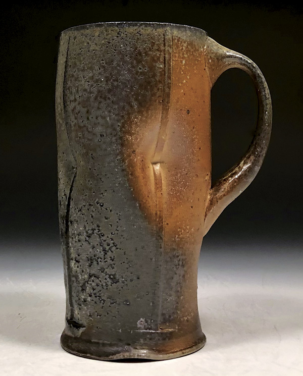 Tall mug, 6 in. (15.2 cm) in height, wood/soda-fired stoneware, 2023.